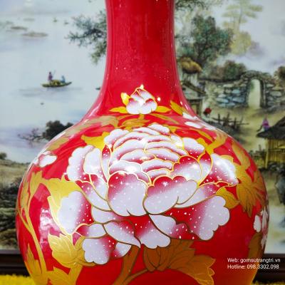 Bình họa tiết hoa phù dung